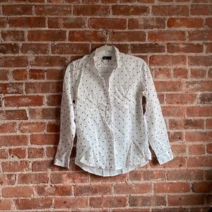 White Button Down with Red and Blue details